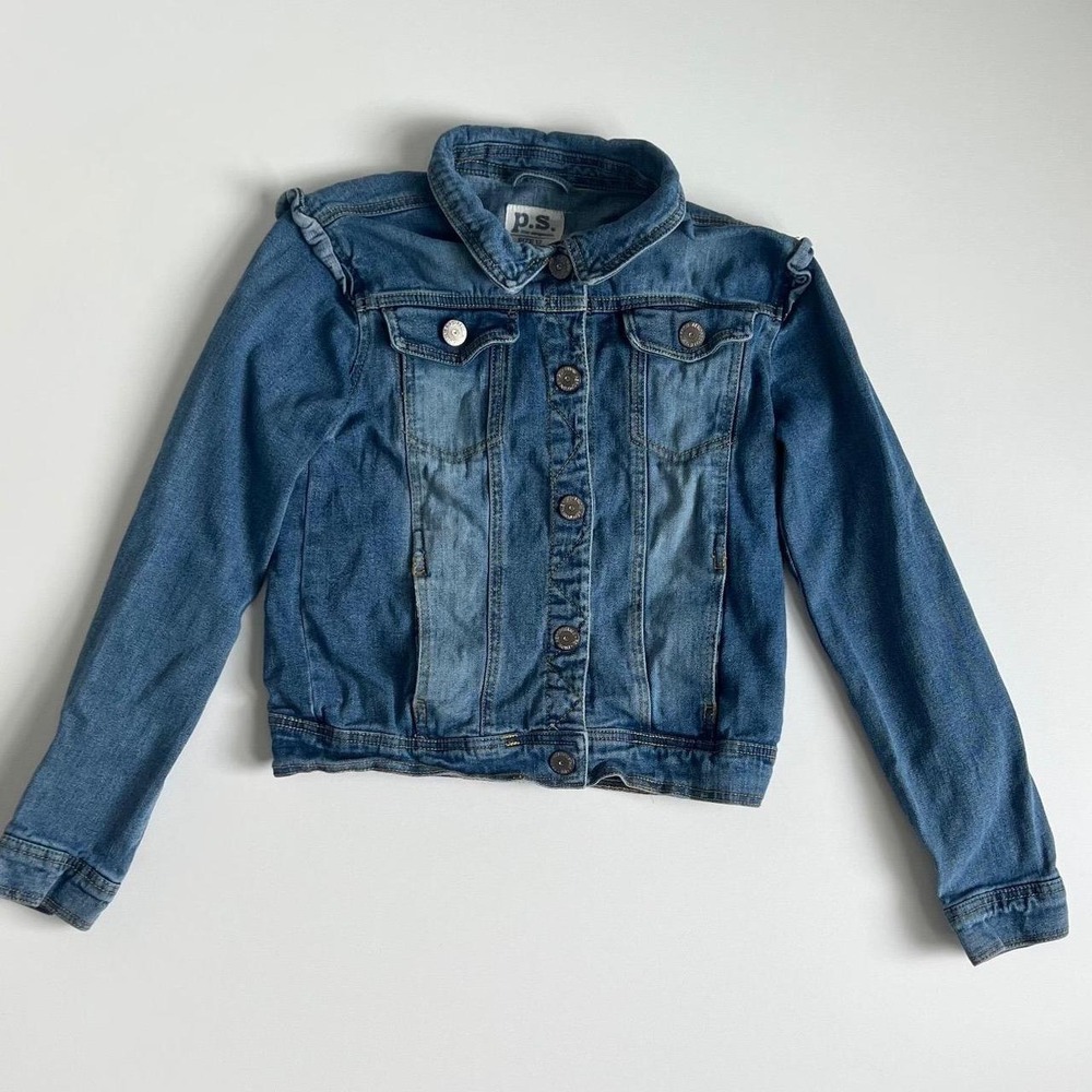 p.s. from Aeropostale Girls Medium Wash Ruffle Denim Jacket Size 12